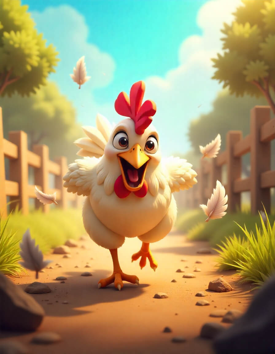 Game screenshot showing the chicken running