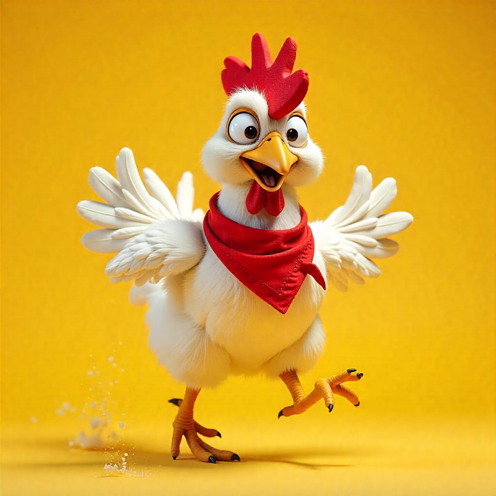 Chicken wearing a hat